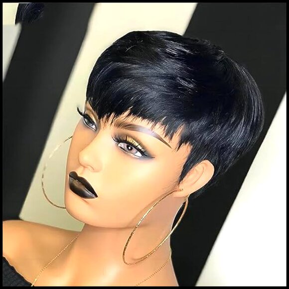 Short Pixie Cut Human Hair Wig Layered Bob Glueless Machine Made main image 4